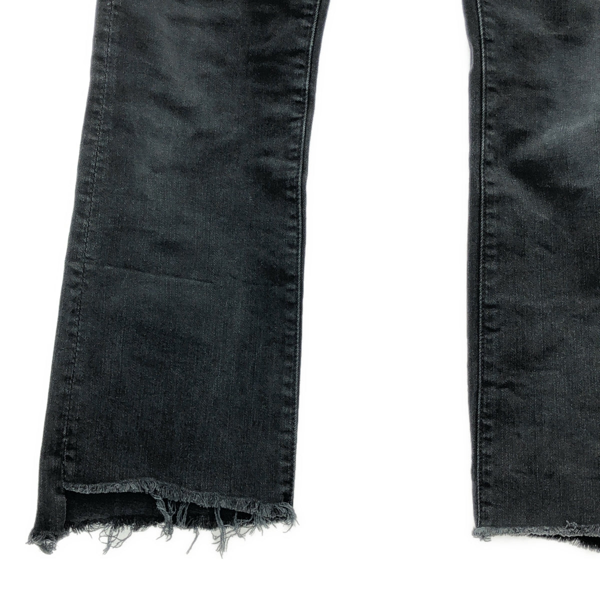MOTHER / マザー | INSIDER CROP STEP FRAY / カットオフ ブラックデニム スキニーパンツ | 26 | チャコールグレー系 | レディース