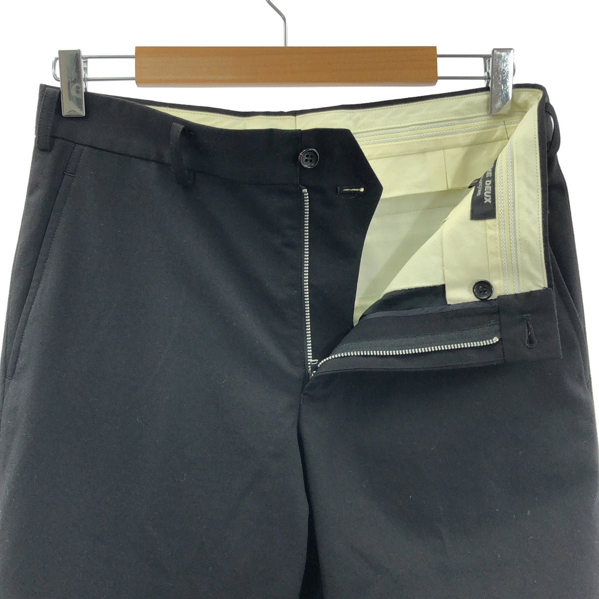 【美品】  COMME des GARCONS HOMME DEUX / コムデギャルソンオムドゥ | 2024SS | ウールギャバ 裾ジップ テーパード パンツ | S | ブラック | メンズ
