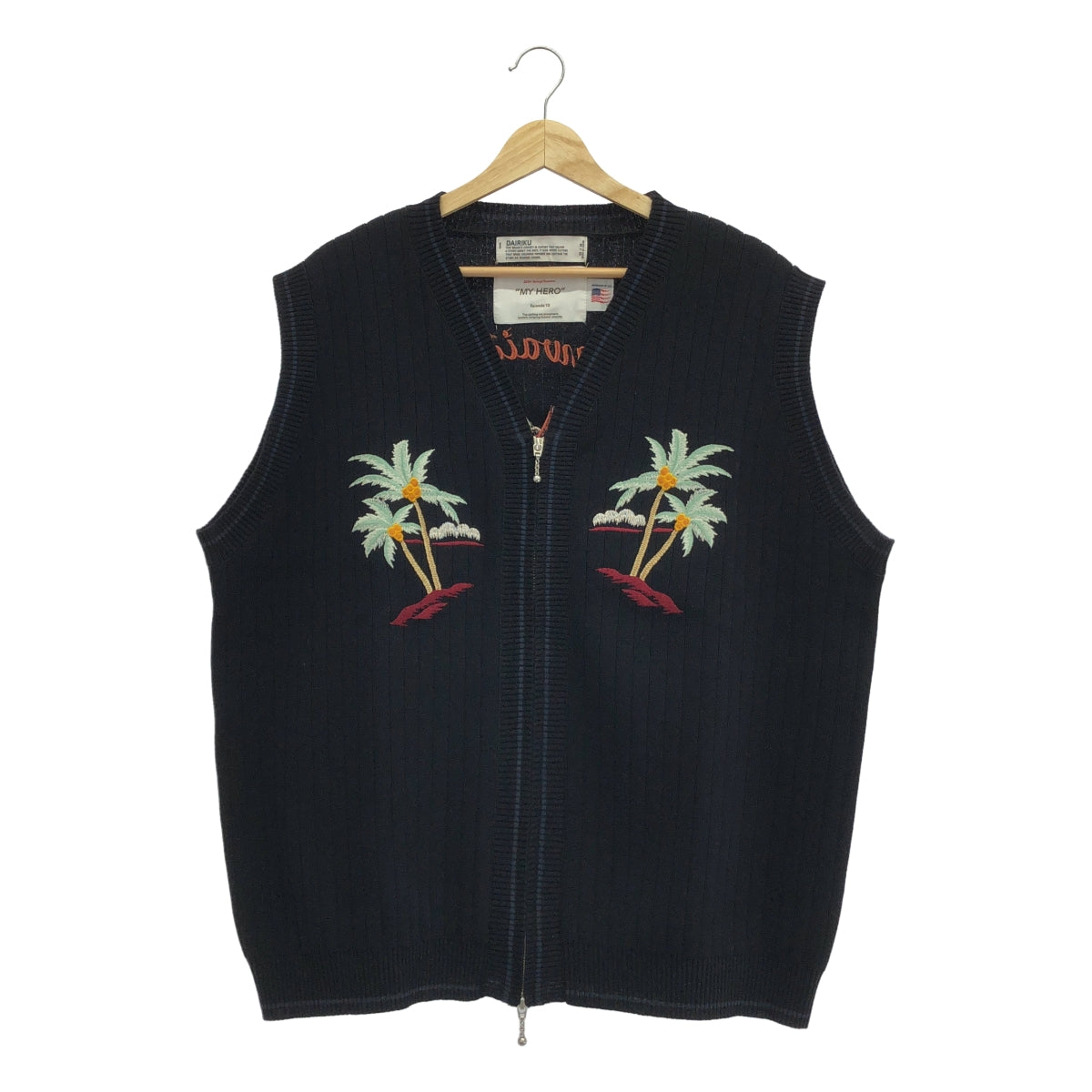 【미품】 DAIRIKU / 다이릭 | 2024SS | Hawaii Zip Up Knit Vest / 엠브로이드리 지퍼 니트 베스트 | M |