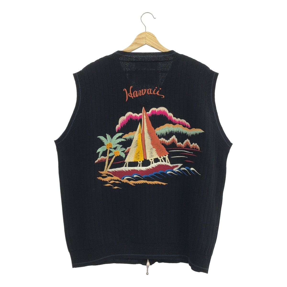 【미품】 DAIRIKU / 다이릭 | 2024SS | Hawaii Zip Up Knit Vest / 엠브로이드리 지퍼 니트 베스트 | M |