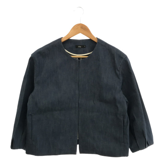 M・fil | Chiffon sleeve no-collar denim blouson jacket | 36 | Blue | Women's