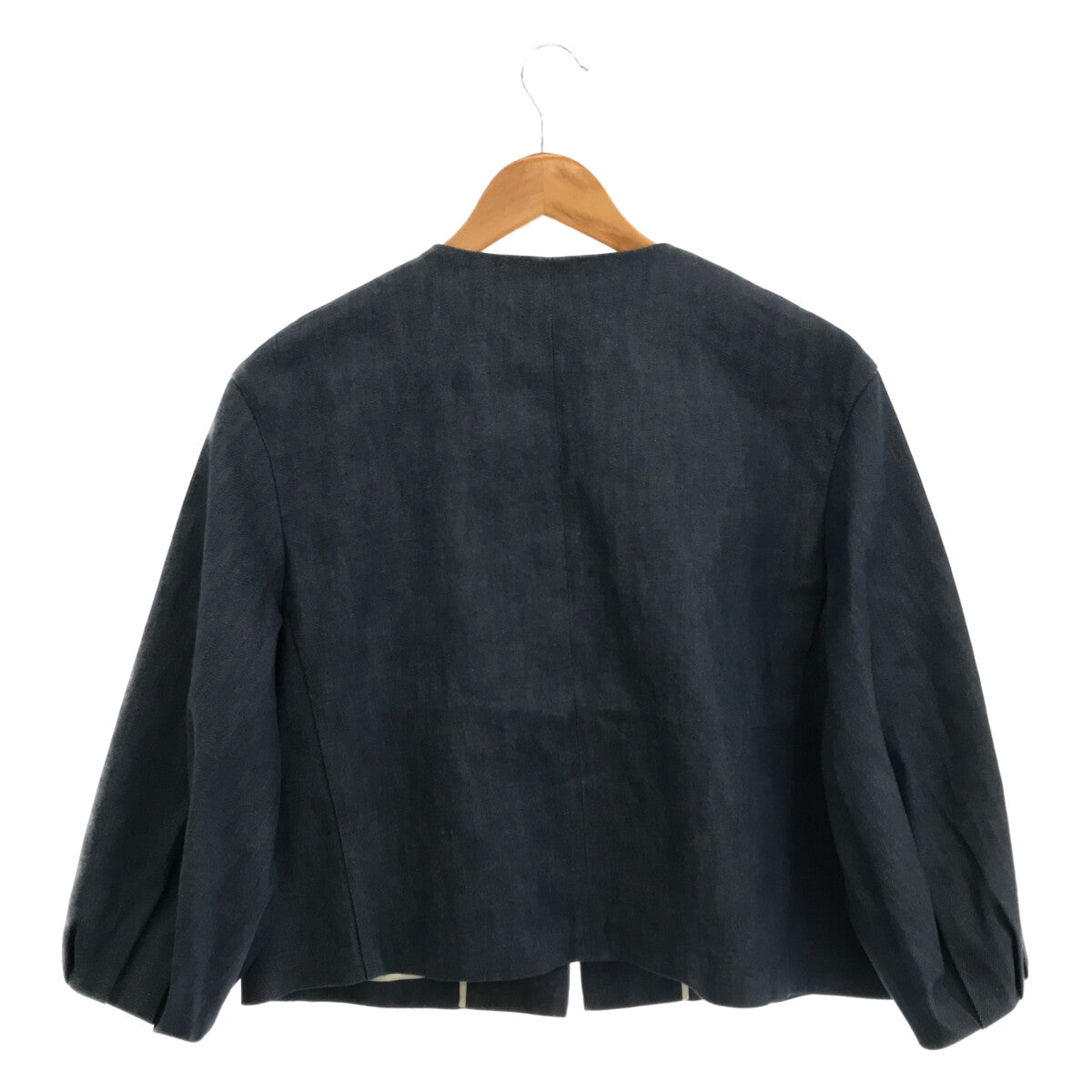 M・fil | Chiffon sleeve no-collar denim blouson jacket | 36 | Blue | Women's