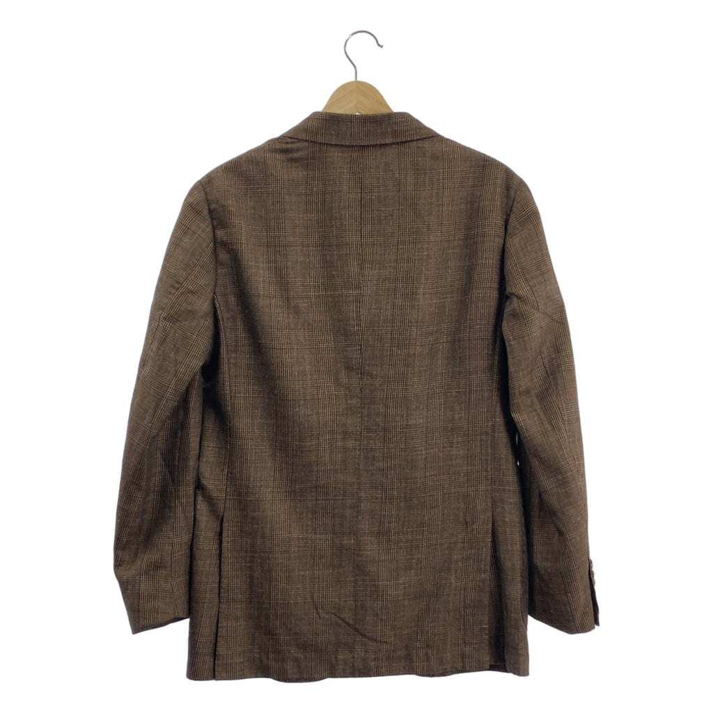 【美品】  Brilla per il gusto / ブリッラペルイルグスト | E.THOMAS ウールシルクリネン グレンチェック 3B テーラードジャケット | 46 | ブラウン | メンズ