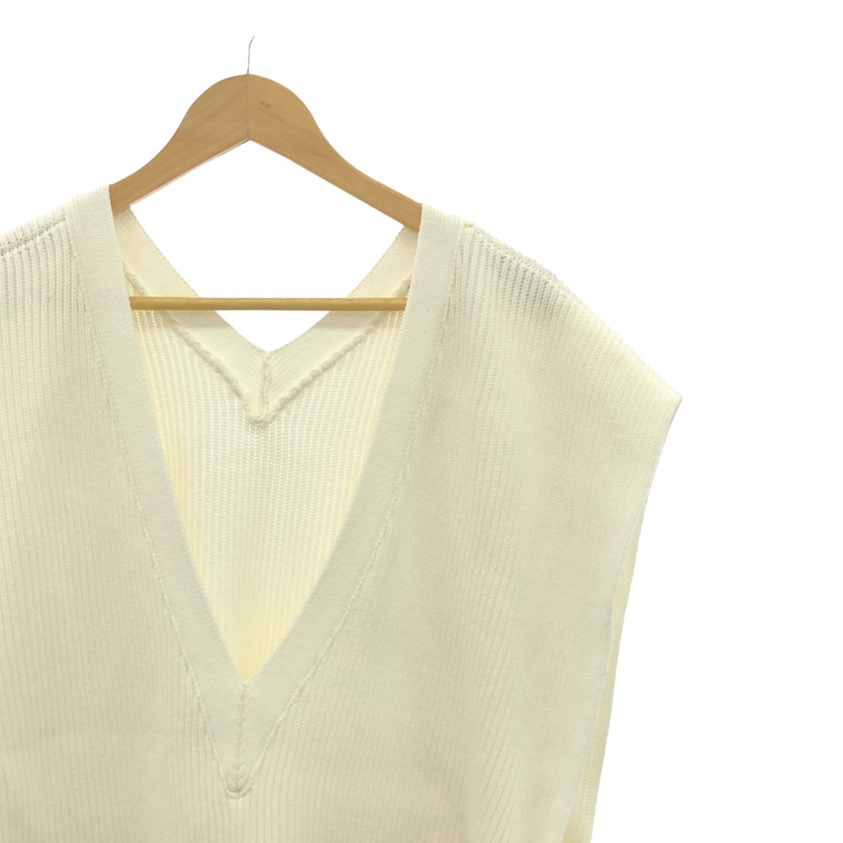 LE PHIL / 루필 | 사이드 리본 미들 게이지 V 넥 니트 베스트 | F | 화이트 | 여성