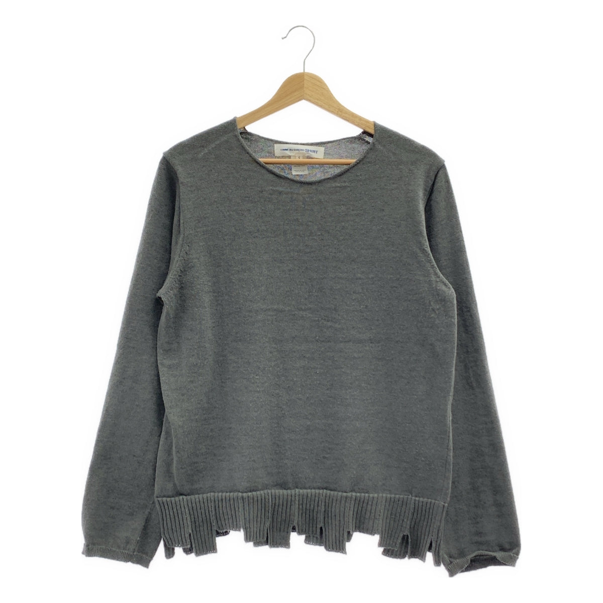 COMME des GARÇONS 襯衫 | 剪裁細節流蘇圓領針織衫 | S 碼 | 灰色 | 男款