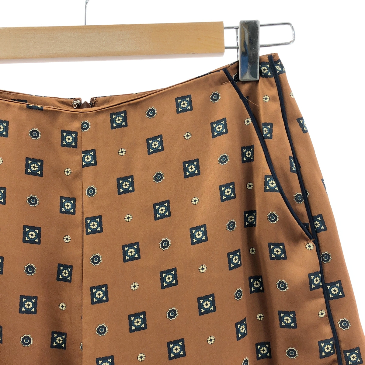 【美品】  Ray BEAMS / レイビームス | 小紋柄 サテン ワイドパンツ | 0 | ブラウン | レディース