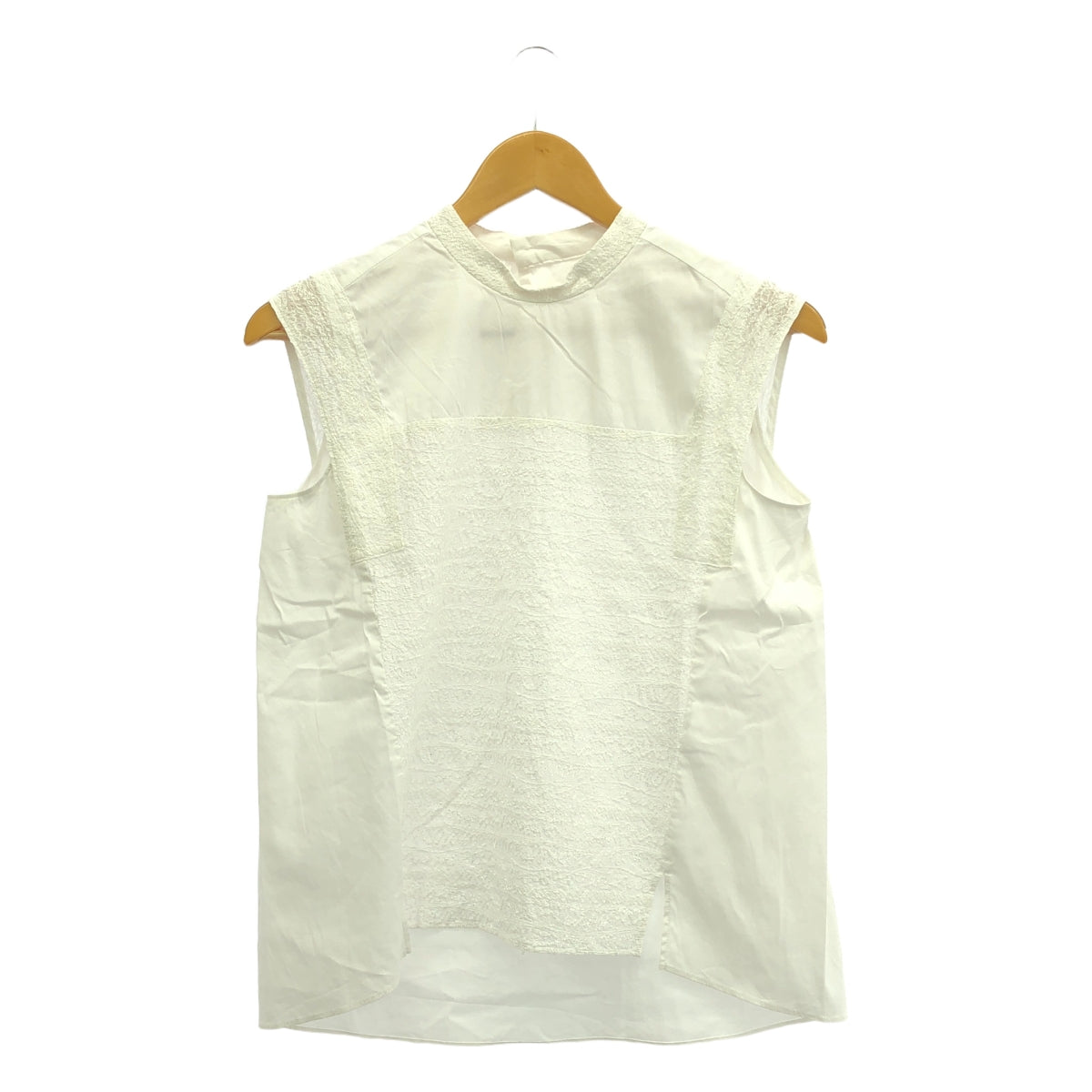 TOMORROWLAND collection / トゥモローランドコレクション | ショルダーエンブロイダリー コンビネーション ブラウス ノースリーブ | 36 | ホワイト | レディース