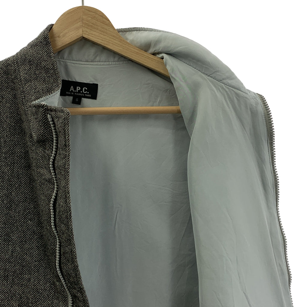 APC / 아페세이 | 1990s | 프랑스 울 헤링본 지퍼 업 베스트 | S | 회색 | 남성