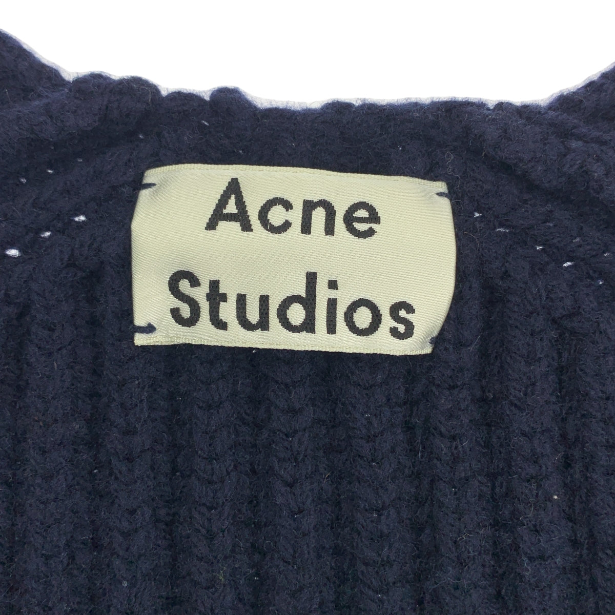 Acne Studios / アクネストゥディオズ | DEBORAH L-WOOL ウール Vネック オーバーサイズ リブニット | XXS | ネイビー | レディース
