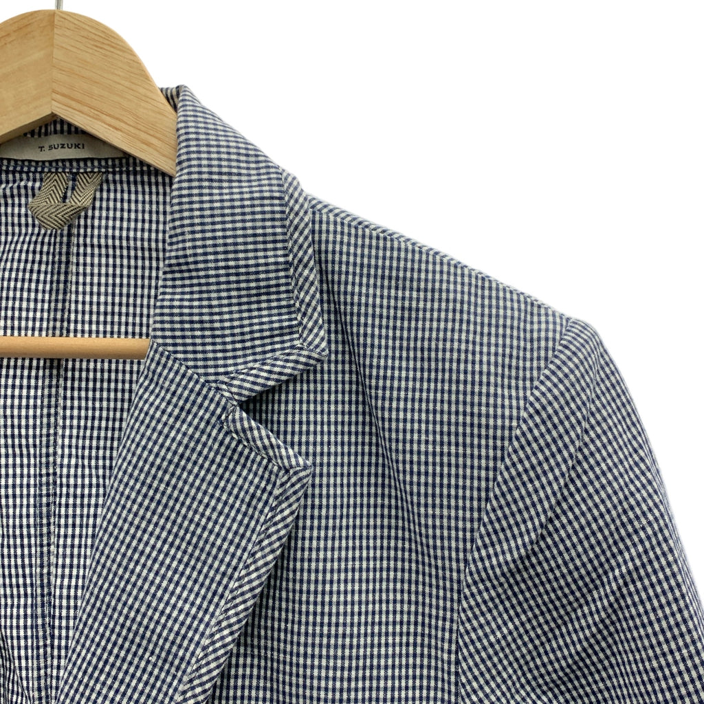 BOGLIOLI / 보리올리 | T.SUZUKI / 스즈키 타쿠치 콜라보 코튼 린넨 깅엄 체크 2B 테일러드 재킷 | S | 남성