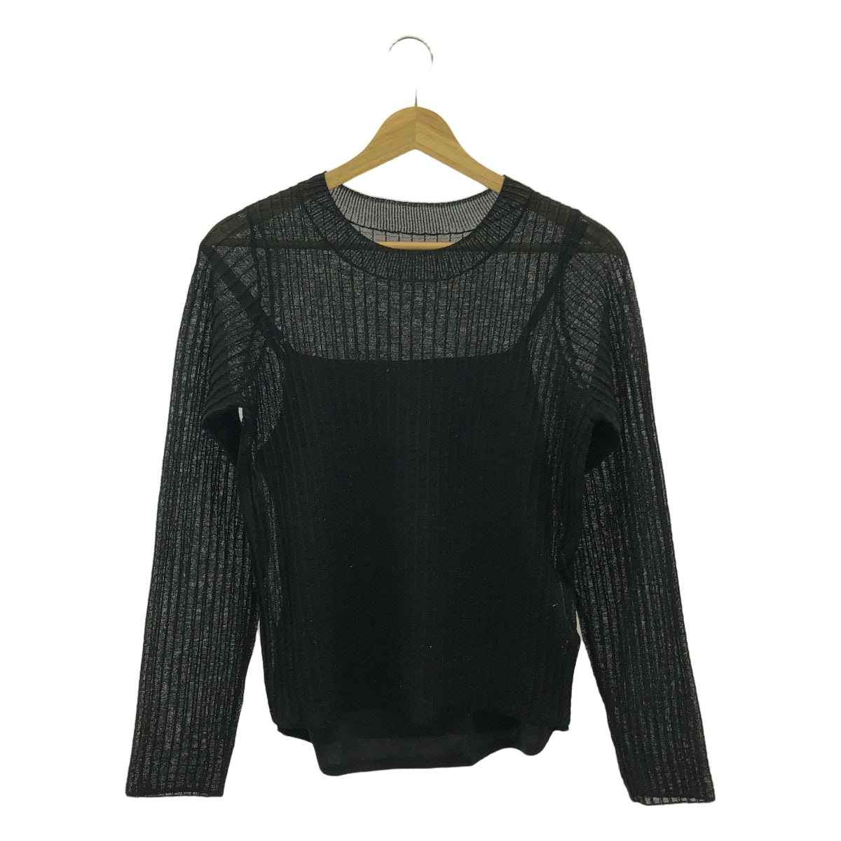 [新品] CADUNE |春季金銀絲透明針織 |尺寸 38 |黑色 |女性的