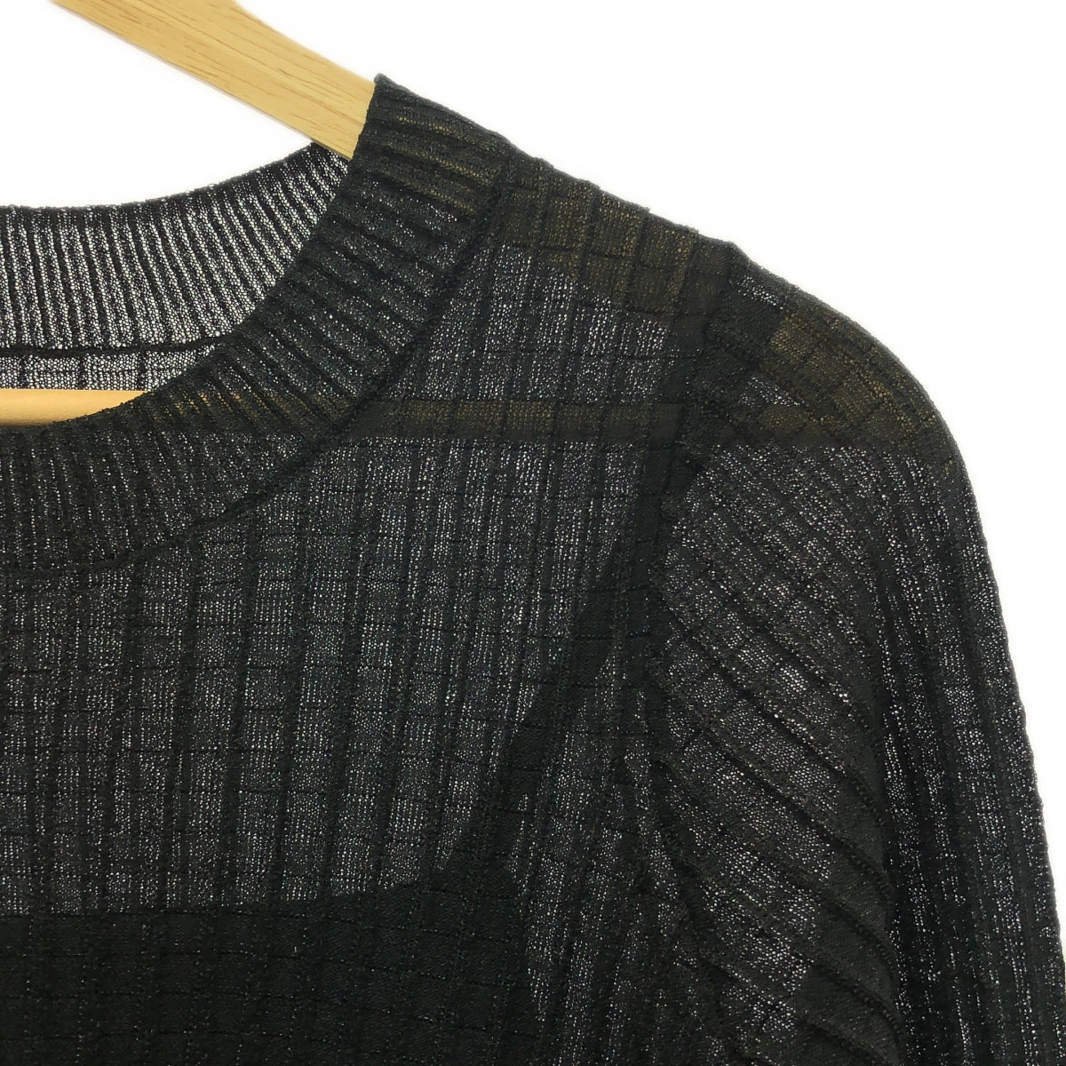 [新品] CADUNE |春季金銀絲透明針織 |尺寸 38 |黑色 |女性的