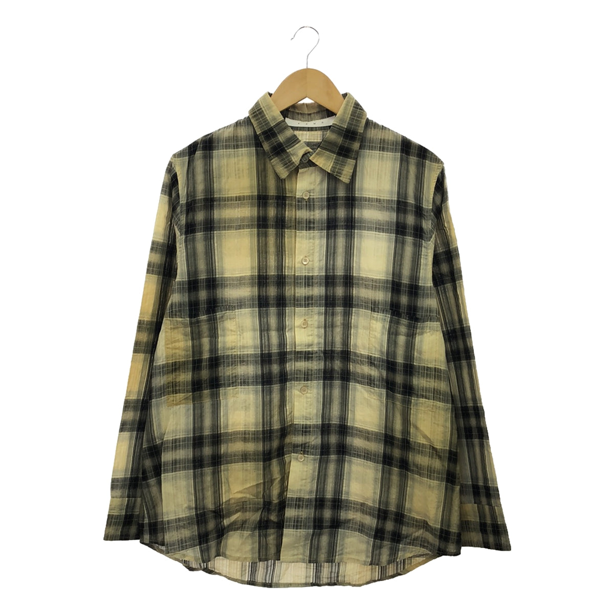 K'ANG | Hand-dyed cotton check shirt | M | Yellow | Men's