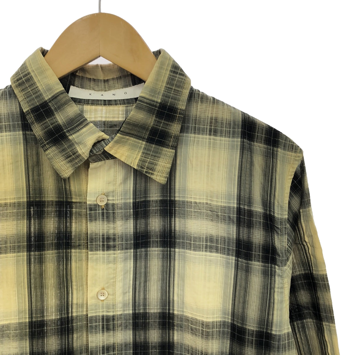 K'ANG | Hand-dyed cotton check shirt | M | Yellow | Men's