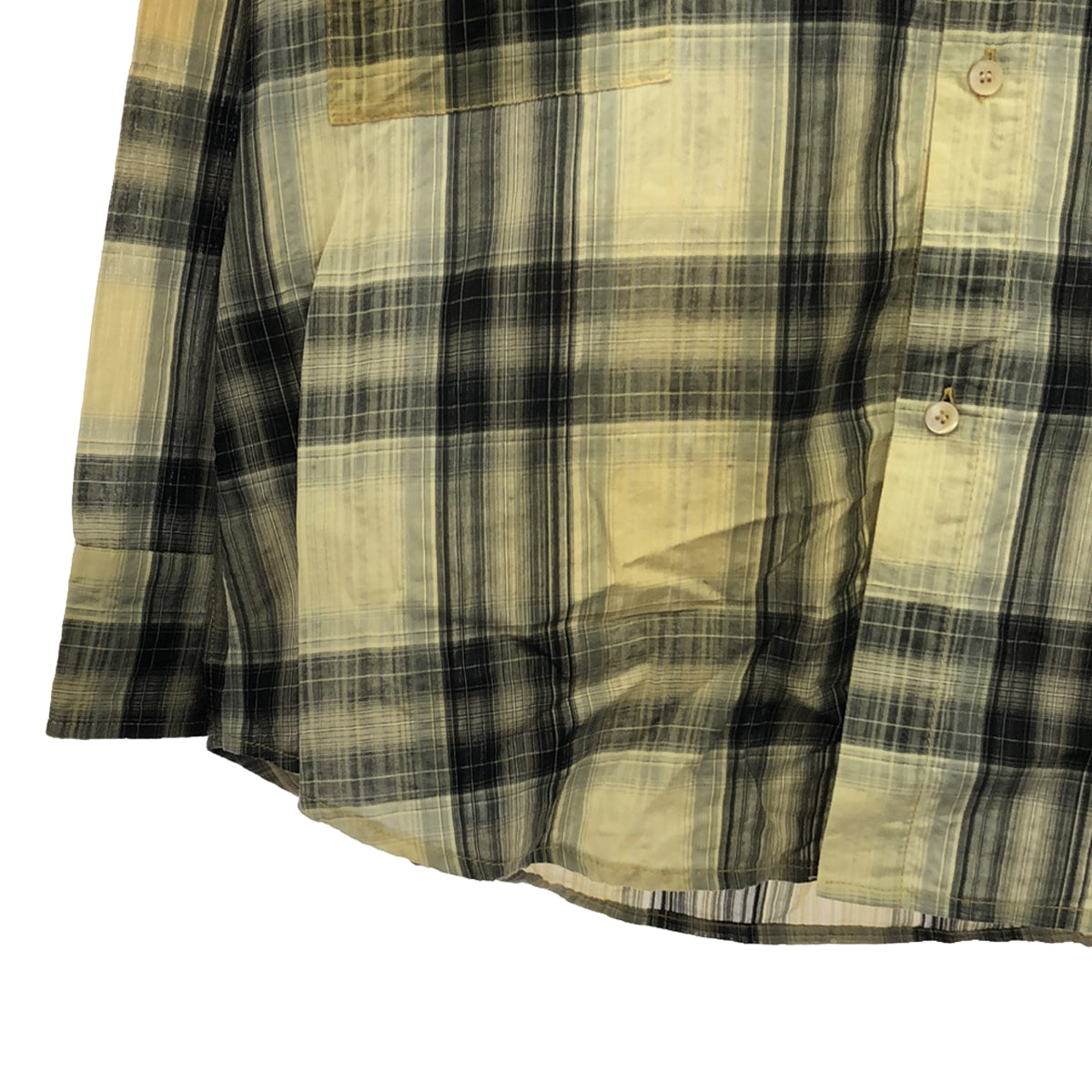 K'ANG | Hand-dyed cotton check shirt | M | Yellow | Men's