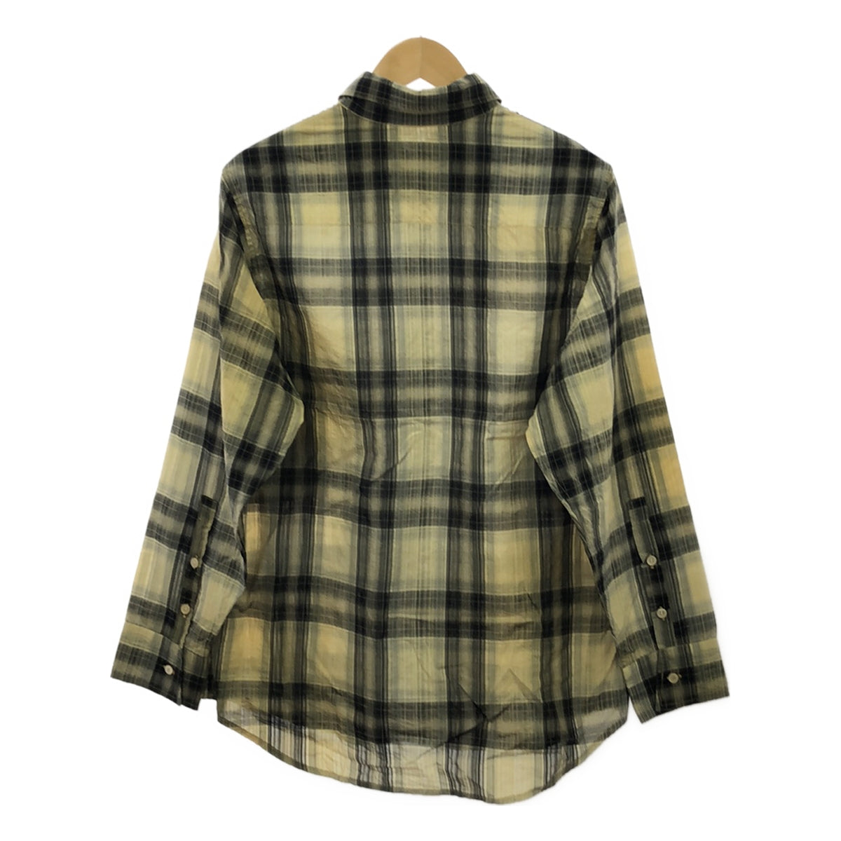 K'ANG | Hand-dyed cotton check shirt | M | Yellow | Men's