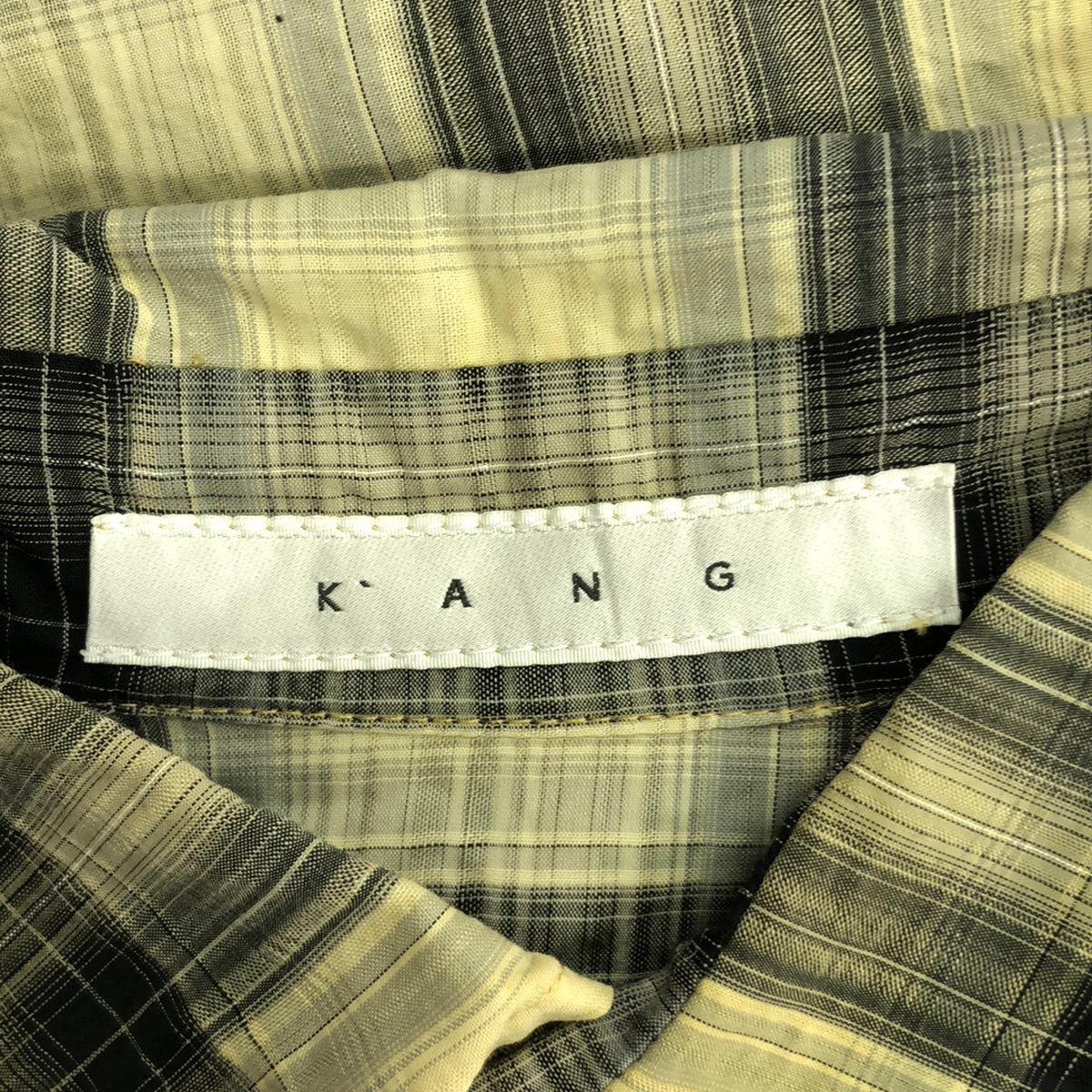 K'ANG | Hand-dyed cotton check shirt | M | Yellow | Men's