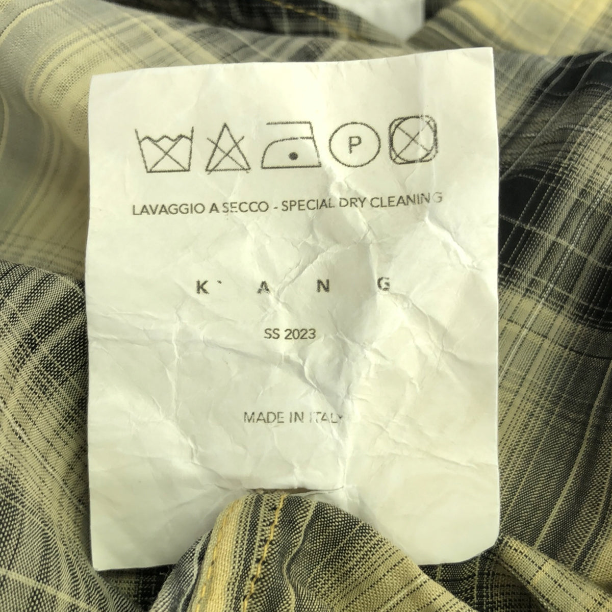 K'ANG | Hand-dyed cotton check shirt | M | Yellow | Men's