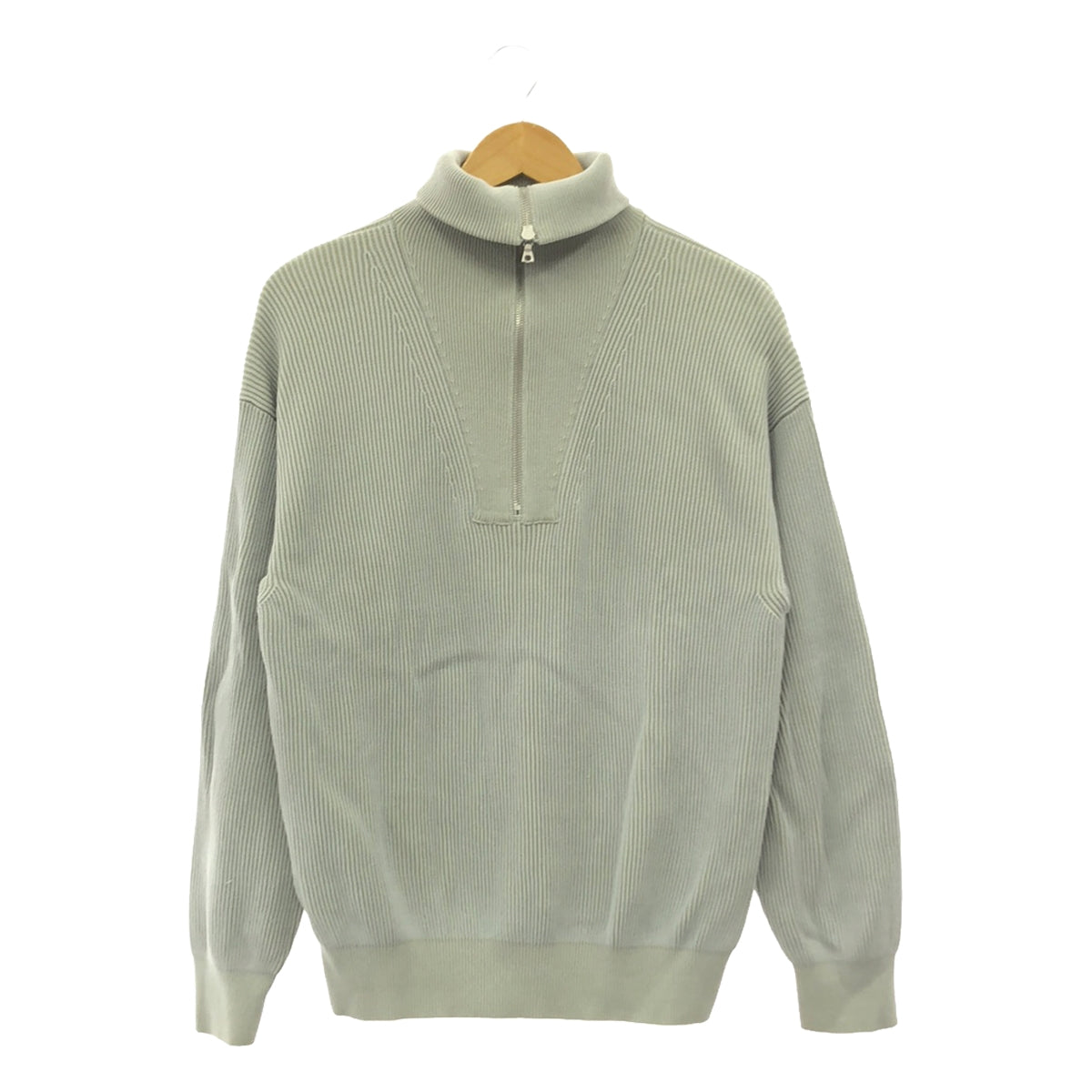 AURALEE / 오라리 | 2020SS | SUPER HARD TWIST RIB KNIT HALF ZIP P / O 슈퍼 하드 트위스트 리브 니트 하프 Zip 풀오버 | 0 | 블루 | 여성