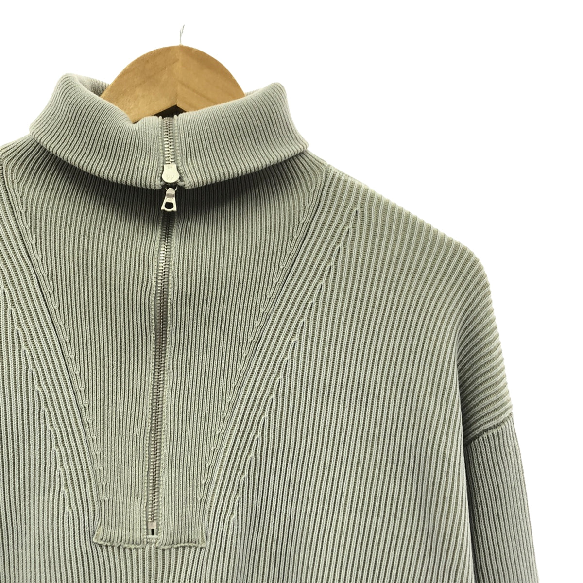 AURALEE / 오라리 | 2020SS | SUPER HARD TWIST RIB KNIT HALF ZIP P / O 슈퍼 하드 트위스트 리브 니트 하프 Zip 풀오버 | 0 | 블루 | 여성