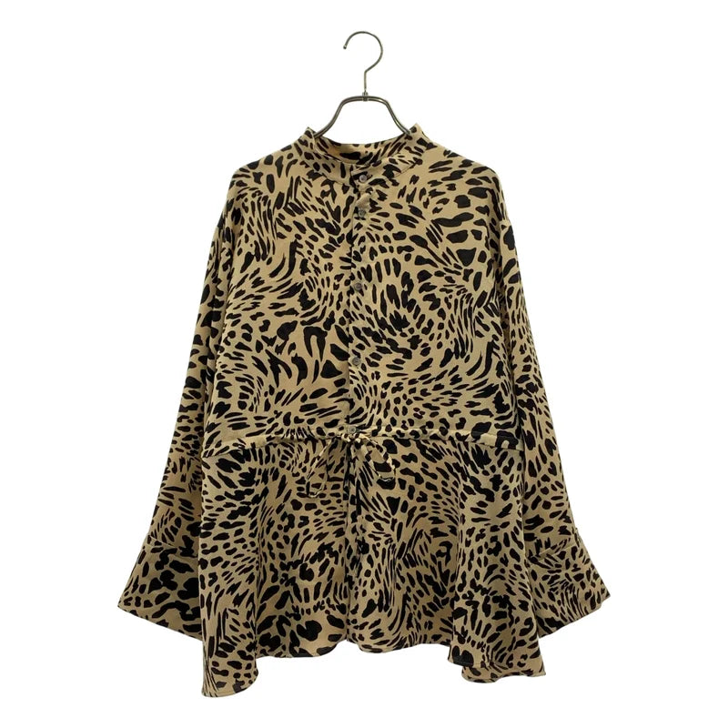 Tomorrowland MACPHEE / トゥモローランドマカフィー | レオパードプリント ペプラムブラウス シャツ | 36 | レディース