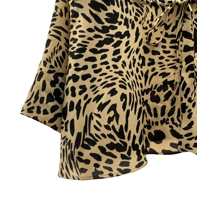 Tomorrowland MACPHEE / トゥモローランドマカフィー | レオパードプリント ペプラムブラウス シャツ | 36 | レディース