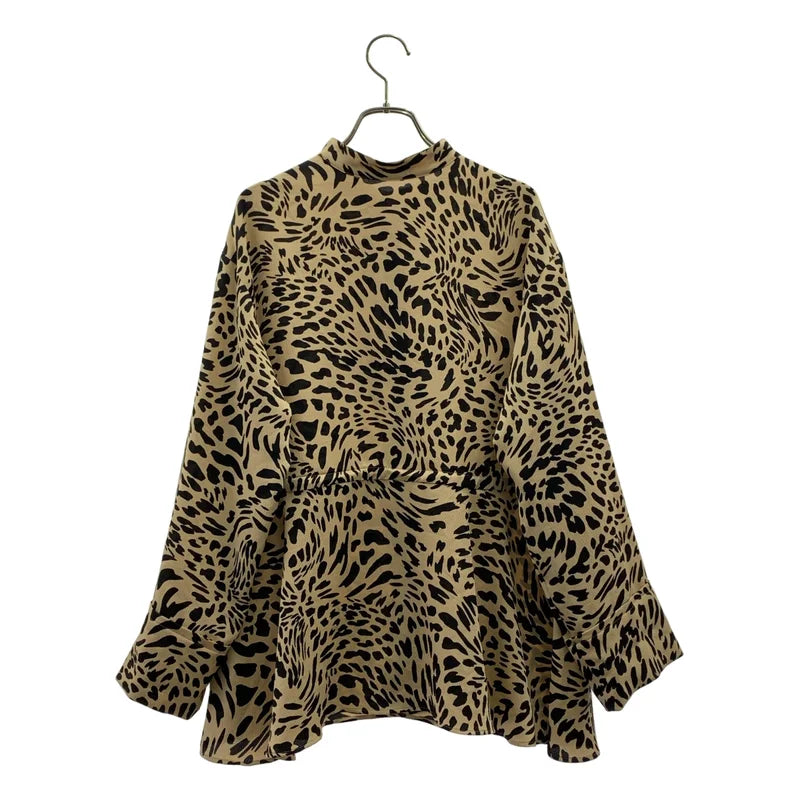 Tomorrowland MACPHEE / トゥモローランドマカフィー | レオパードプリント ペプラムブラウス シャツ | 36 | レディース