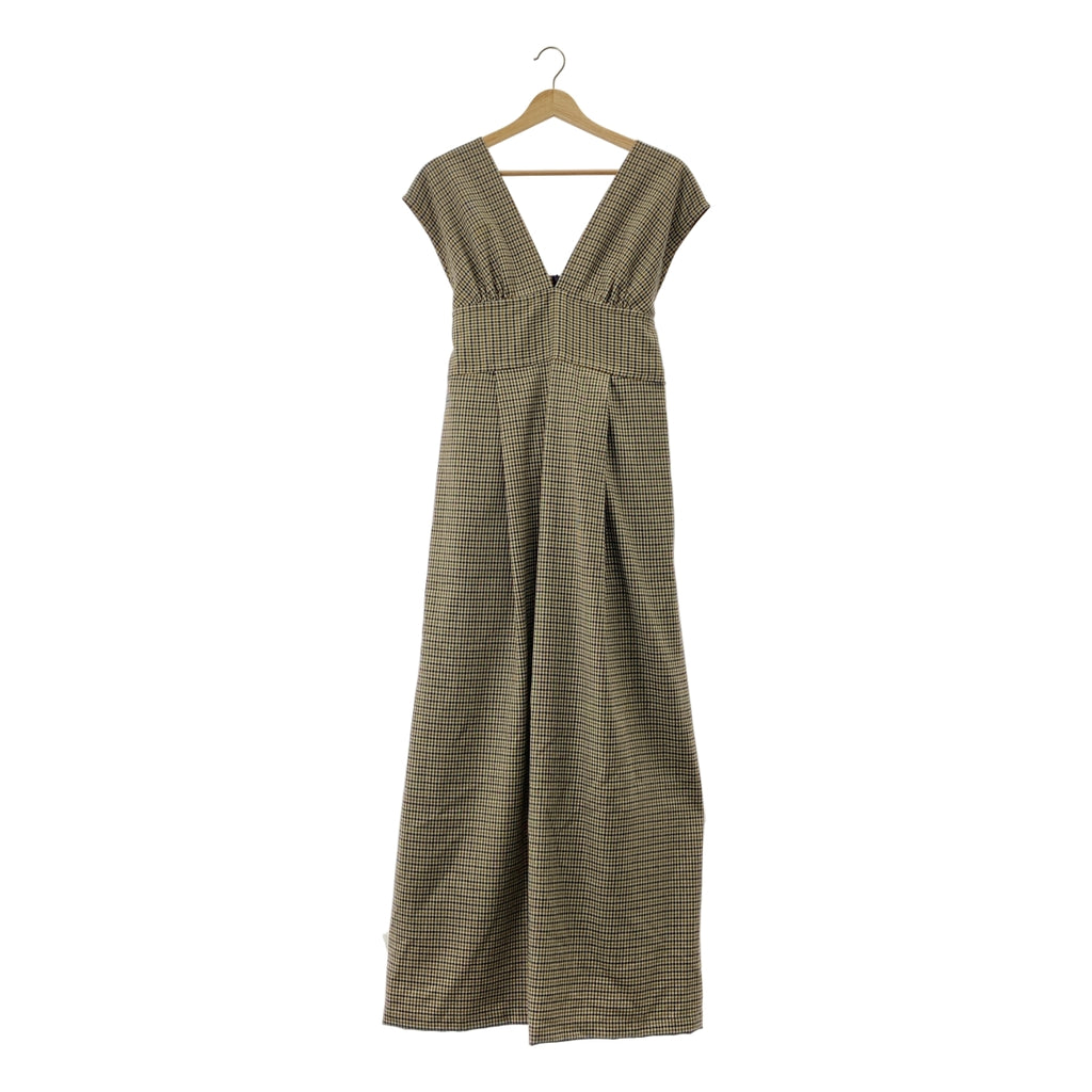 【美品】  Lachement / ラシュモン | 2023AW | ハウンドトゥースバックリボン ドレス ワンピース | 38 | ベージュ/ネイビー系 | レディース