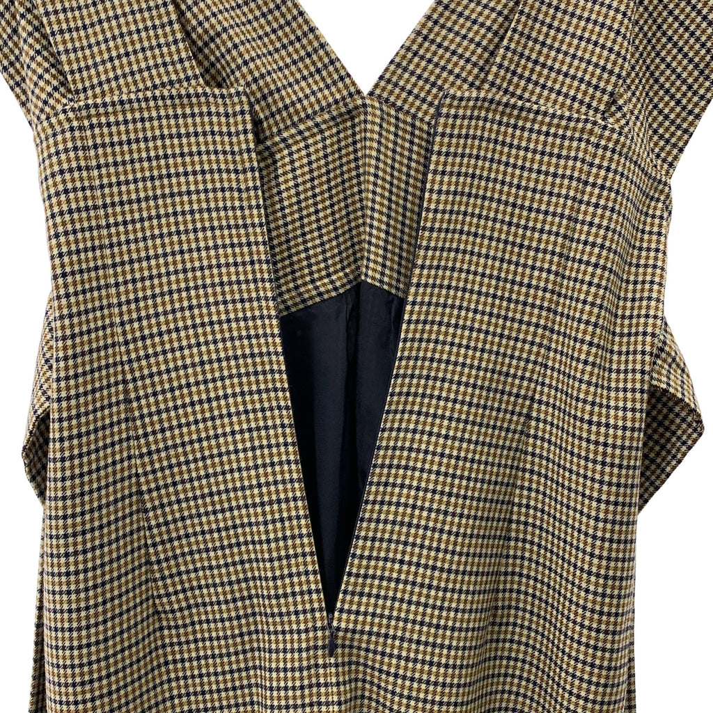 【美品】  Lachement / ラシュモン | 2023AW | ハウンドトゥースバックリボン ドレス ワンピース | 38 | ベージュ/ネイビー系 | レディース