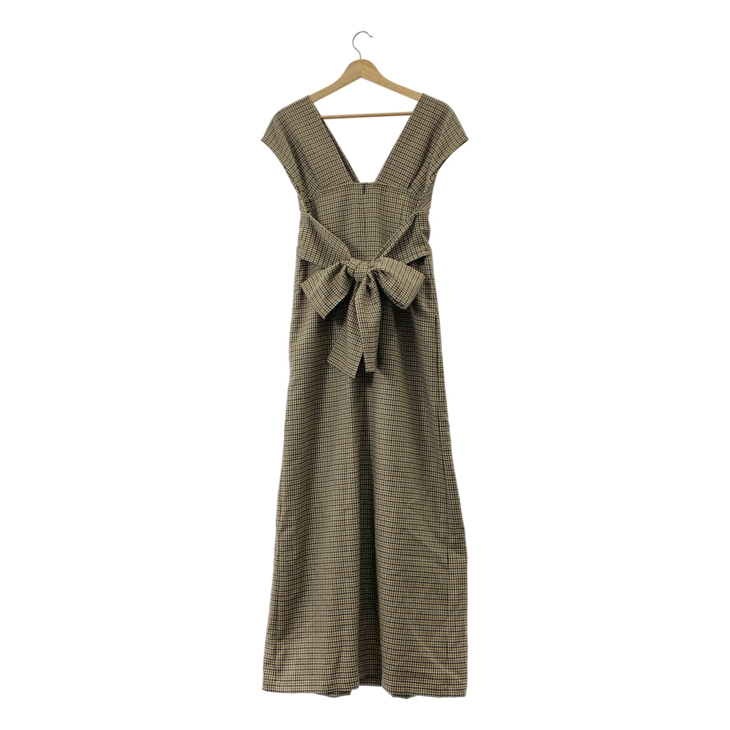 【美品】  Lachement / ラシュモン | 2023AW | ハウンドトゥースバックリボン ドレス ワンピース | 38 | ベージュ/ネイビー系 | レディース