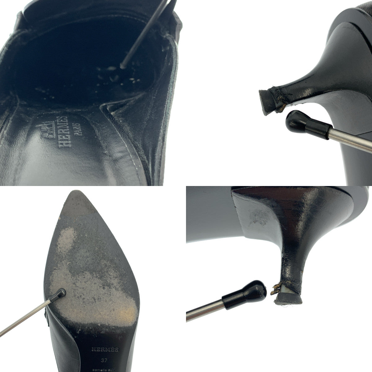 愛馬仕 | GLORIOUS 皮革尖頭高跟穆勒涼鞋 | 37 碼 | 女款