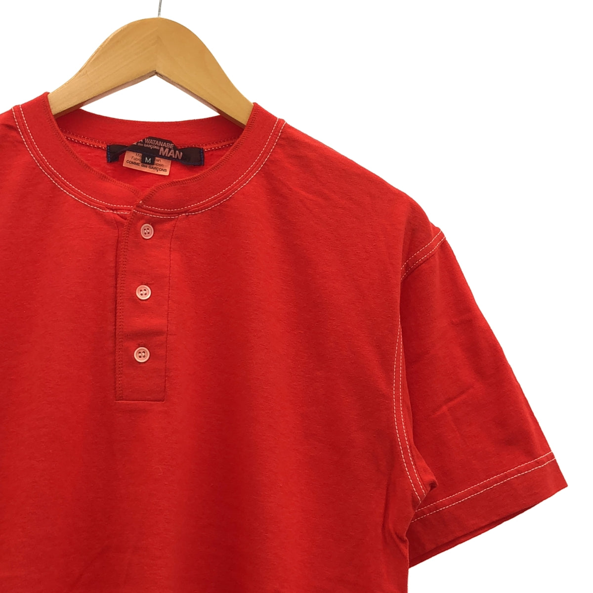 JUNYAWATANABE COMMEdesGARCONS MAN / 준야와 타나베만 | 2006SS | 코튼 헨리 넥 T 셔츠 | M | 레드 | 남성