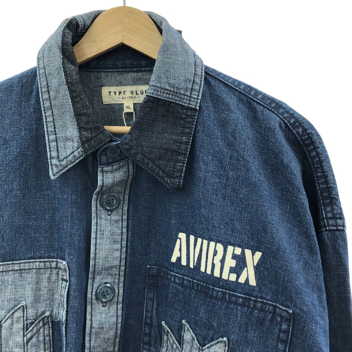 AVIREX / 아빌렉스 | 네이티브 패널 풀오버 데님 셔츠 | XL | 남성