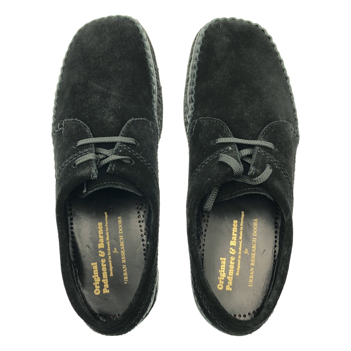 Padmore &amp; Barnes 新款 Willow 低筒麂皮繫帶鞋 | 英國碼 7 | 黑色 | 男款