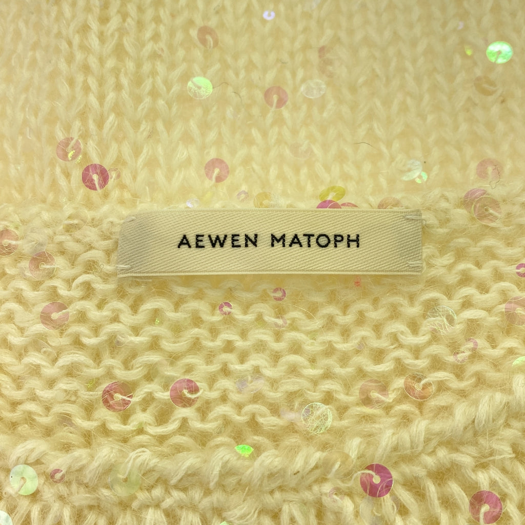 【美品】  AEWEN MATOPH / イウエンマトフ | スパンコール クルーネックハンドニット | ホワイト | レディース