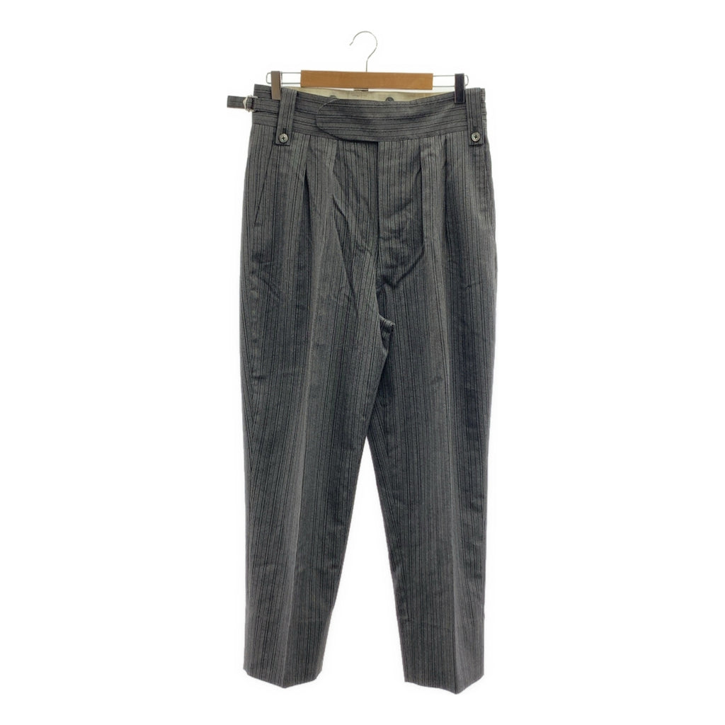 NEAT / ニート | DIRECTORS BELTLESS ウール混 ストライプ サイドアジャスター ベルトレス トラウザー パンツ | M | グレー | メンズ