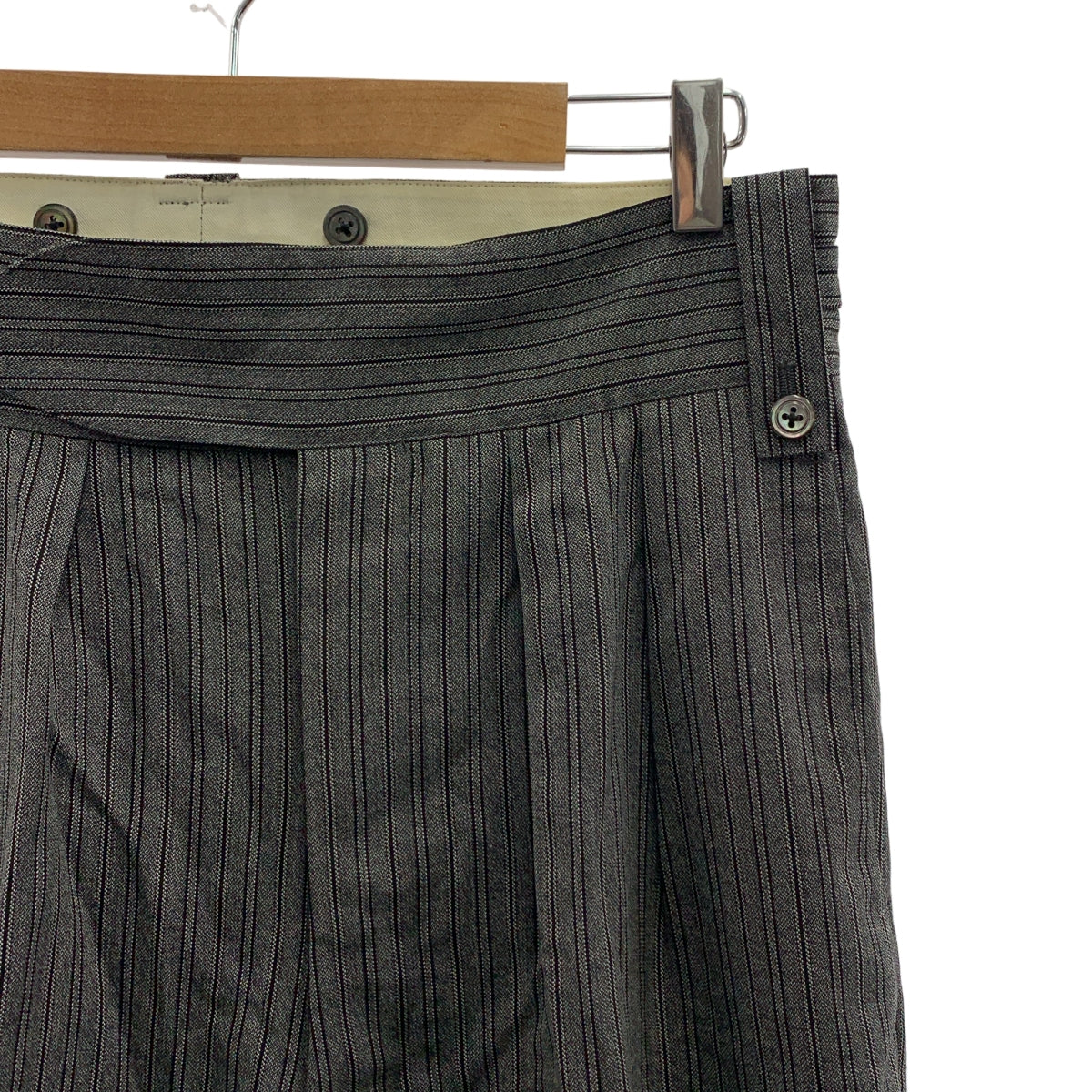 【NEAT】DIRECTORS BELTLESS GRAY M ベルトレス NEAT / ニート | DIRECTORS BELTLESS ウール混 ストライプ サイド