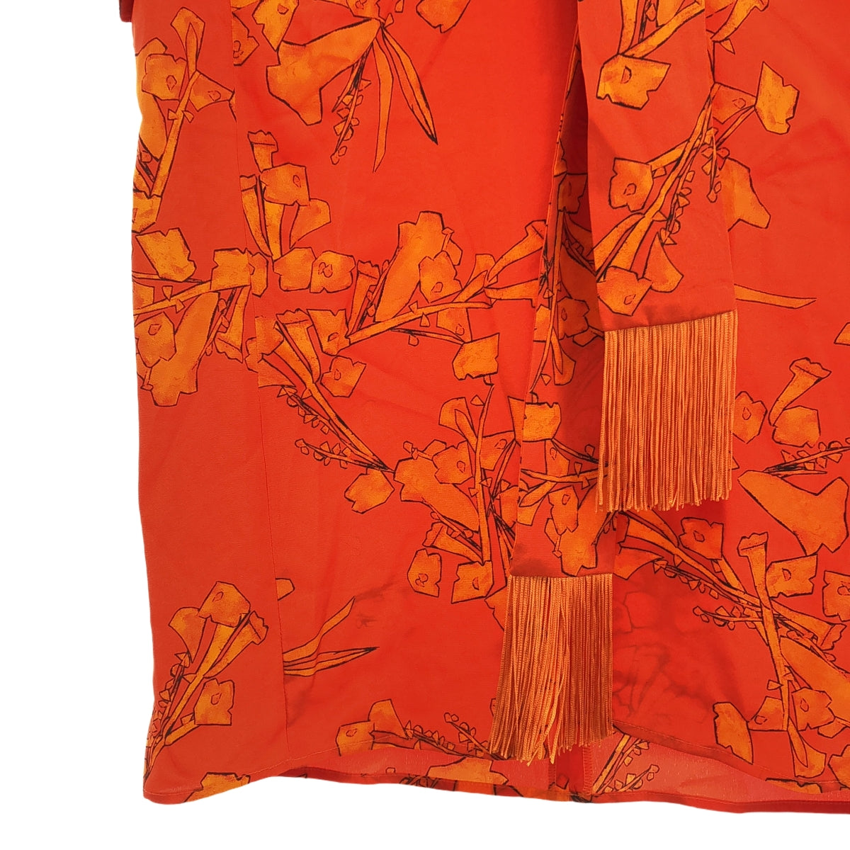 ESCADA / エスカーダ | 総柄 バックジップ タイ  ブラウス | 34 | オレンジ | レディース