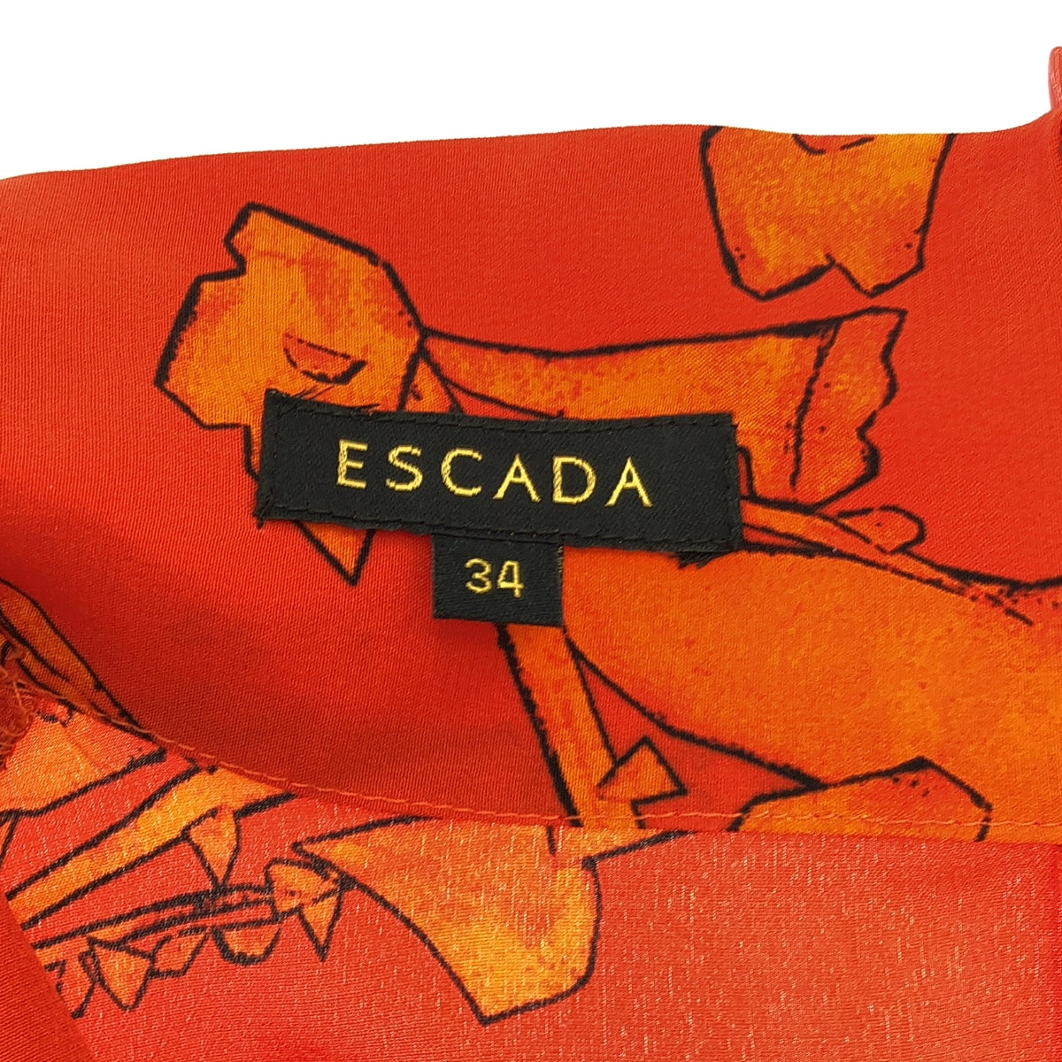 ESCADA |全身印花後背拉鍊繫帶襯衫 | 34 |橘色 |女性的