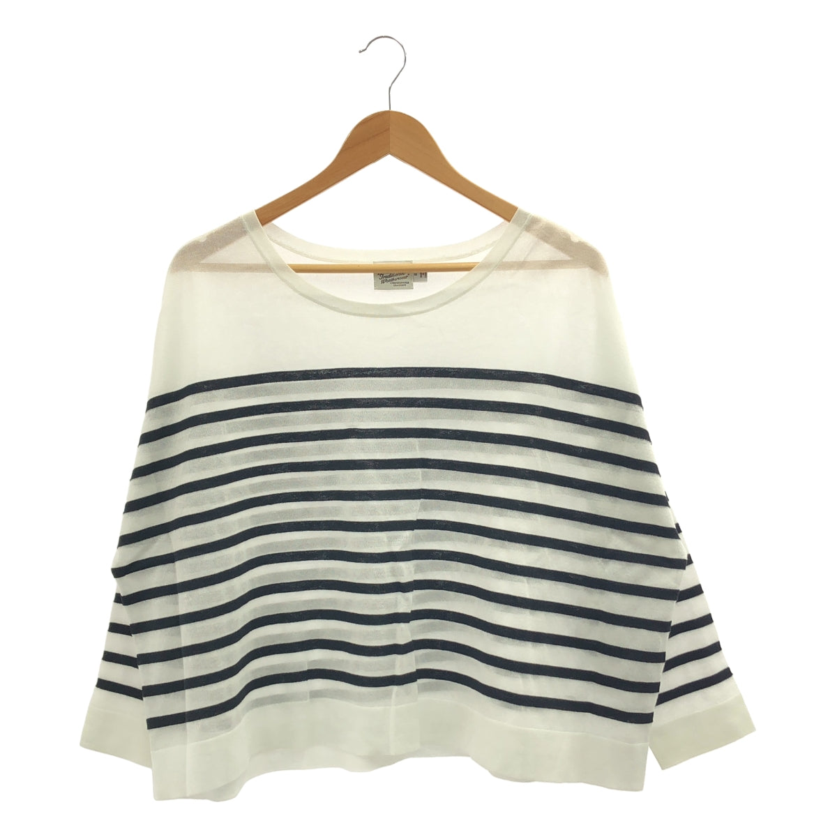 Traditional Weatherwear / トラディショナルウェザーウェア | BMB KNIT SHEER / シアーボーダーニットプルオーバー | S | ブラック/ホワイト | レディース