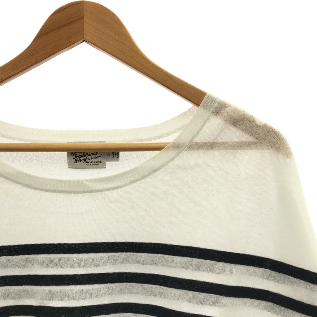 Traditional Weatherwear / トラディショナルウェザーウェア | BMB KNIT SHEER / シアーボーダーニットプルオーバー | S | ブラック/ホワイト | レディース