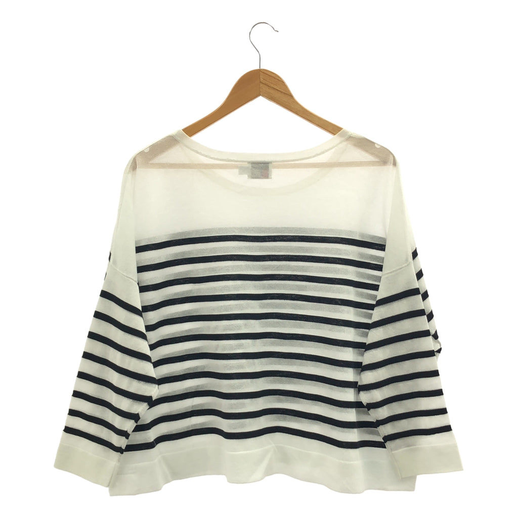 Traditional Weatherwear / トラディショナルウェザーウェア | BMB KNIT SHEER / シアーボーダーニットプルオーバー | S | ブラック/ホワイト | レディース