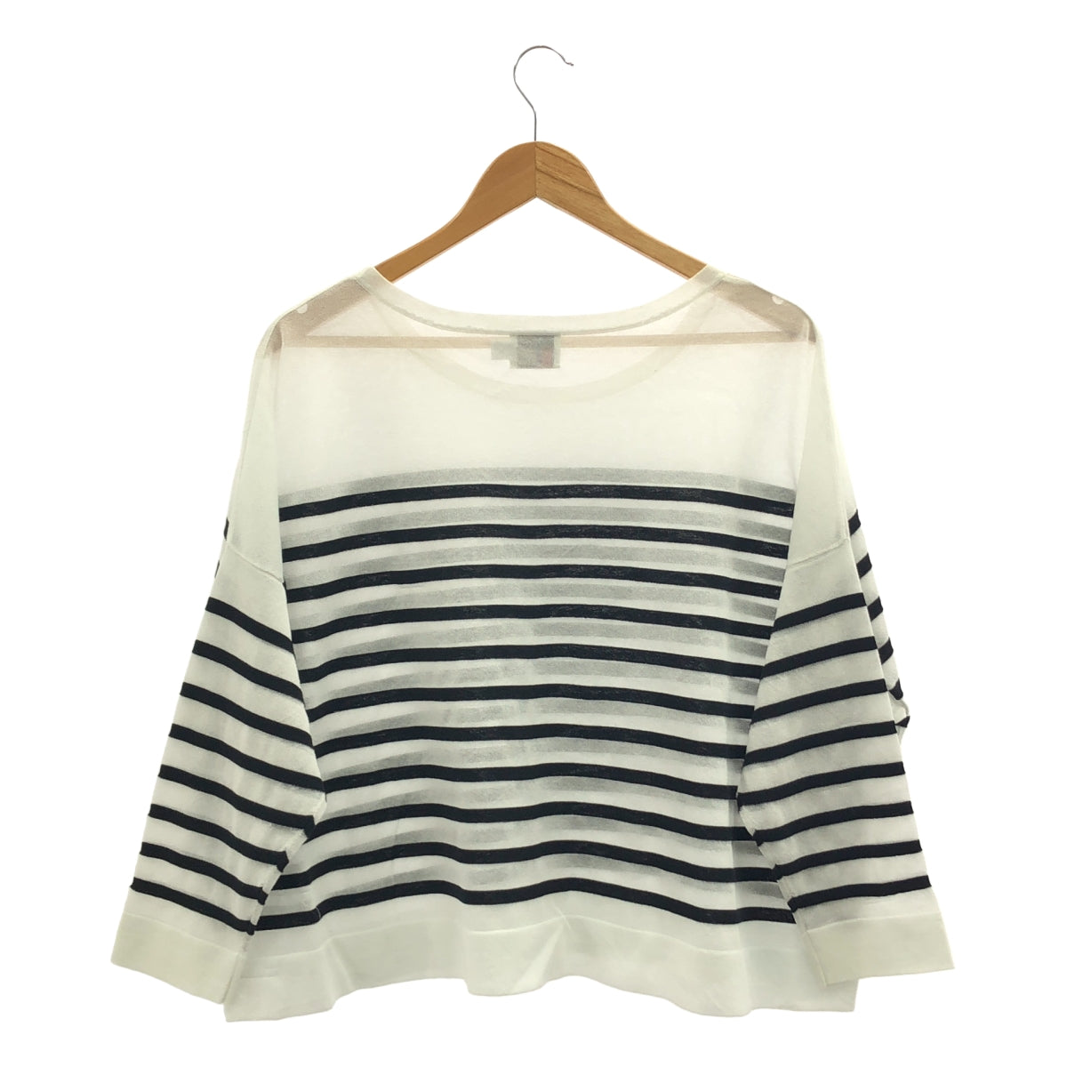 Traditional Weatherwear / トラディショナルウェザーウェア | BMB KNIT SHEER / シアーボーダーニットプルオーバー | S | ブラック/ホワイト | レディース