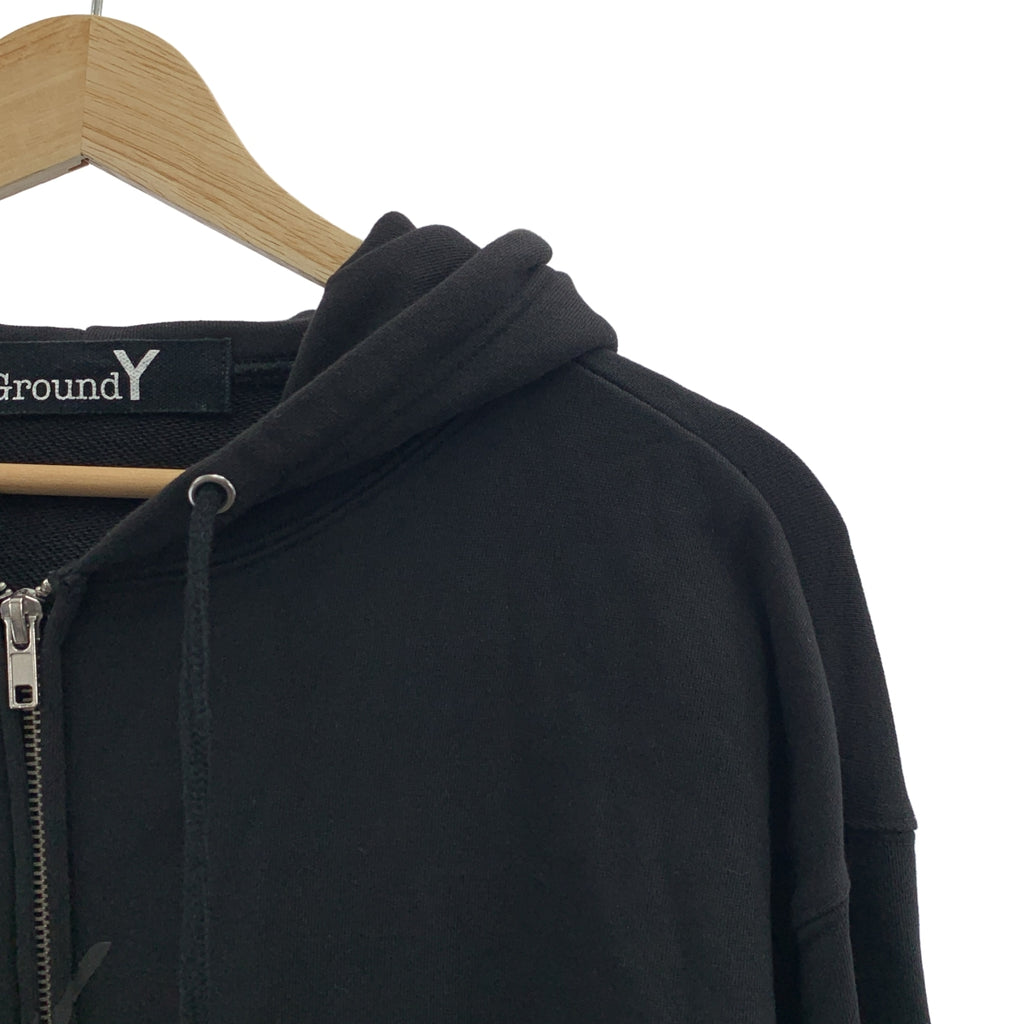 Ground Y / 그라운드 와이 | 오버 실루엣 로고 풀 Zip 스웨트 후디 | 4 | 블랙 | 남성