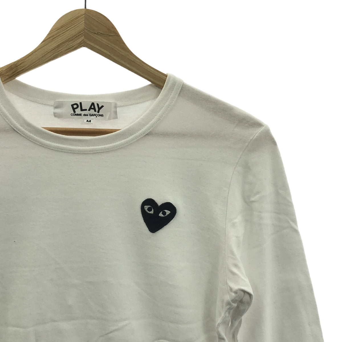 PLAY COMME des GARCONS / 플레이콤 데 갤슨 | 2022 | 하트 자수 긴팔 T 셔츠 컷소우 | M | 화이트 | 여성