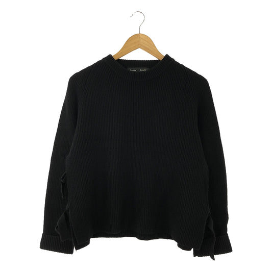 Proenza Schouler | Wool cashmere blend side ribbon crew neck knit | M | Black | Women's