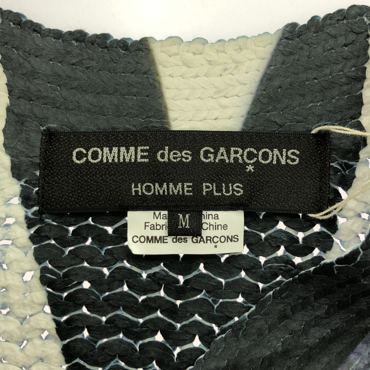 [Good Condition] COMME des GARCONS HOMME PLUS | 2024SS | Polyester Transfer Cable Knit Cardigan | M | Navy/Brown | Men's