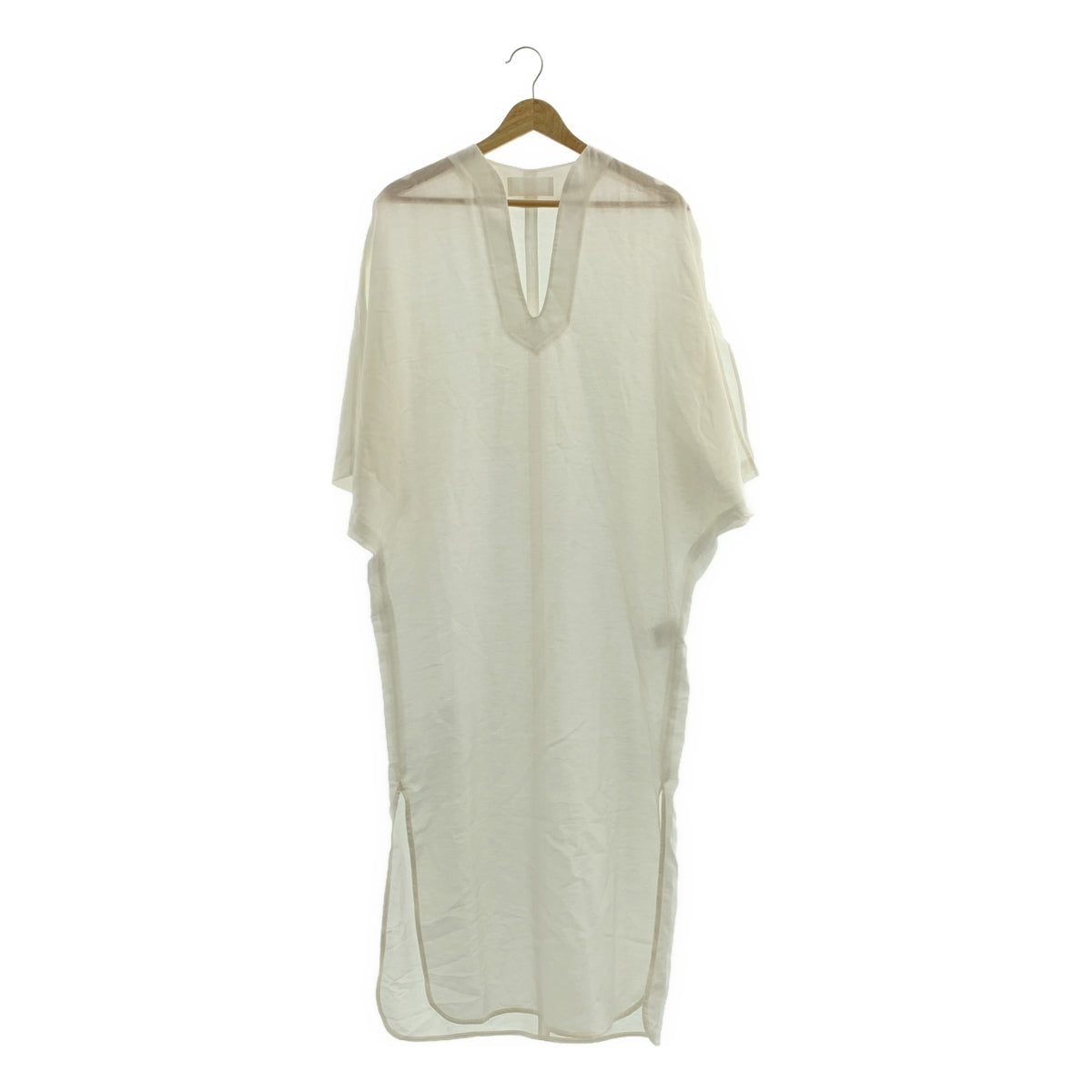 【美品】  Mame Kurogouchi / マメクロゴウチ | 2025SS | Botanical Motif Sheer Deep V-Neck Dress  / ジャガード ドレス ワンピース | 1 | white | レディース