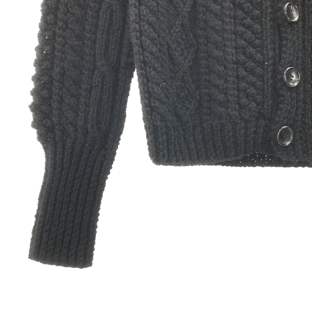[狀況極佳] NOWOS | 羊毛粗線阿蘭針織開襟衫 | 黑色 | 女款