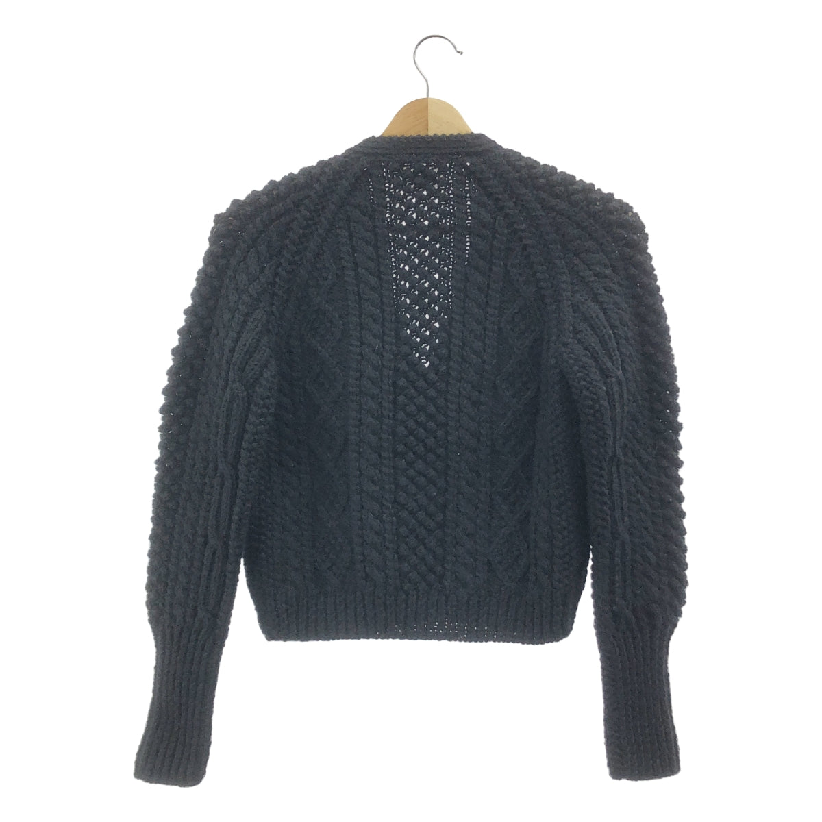 [狀況極佳] NOWOS | 羊毛粗線阿蘭針織開襟衫 | 黑色 | 女款